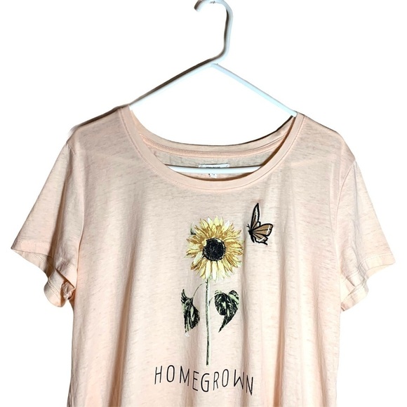 Maurices Soft Pink Orange Peach Coral Homegrown Graphic T-Shirt Size Large - Picture 4 of 16